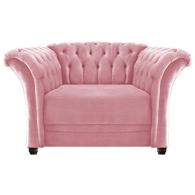 Poltrona Decorativa Chesterfield Rosa Bebê