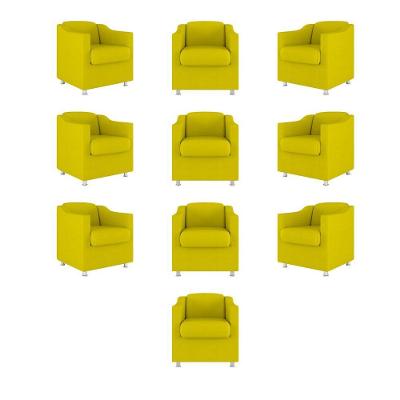 Kit 10 Poltronas Decorativa Reforçada Consultório Sala Suede amarelo