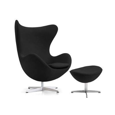 Poltrona Egg Com Puff Base Alumínio Em Sued Preto Cor Preto