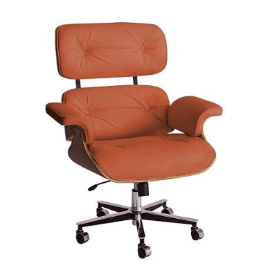 Poltrona Charles Eames Office Exec Couro Sintético Caramelo Cor Amarelo