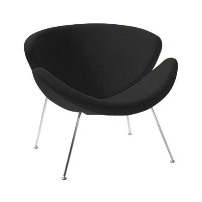 Poltrona Design Trevo Suede Preto Base Cromada Cor Preto