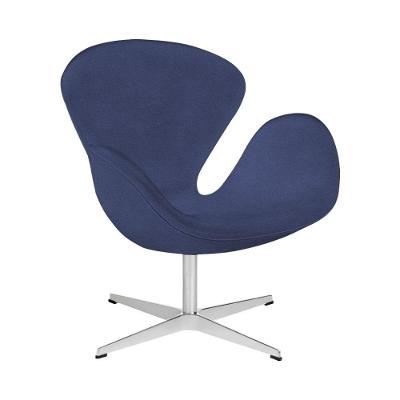 Poltrona Swan Linho Azul Base Alumínio Giratória Cor Azul