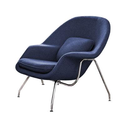 Poltrona Womb Chair Sem Puff Cromada Linho Azul Cor Azul