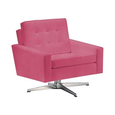 Poltrona Fk Giratória Suede Rosa Base Alumínio Cor Rosa