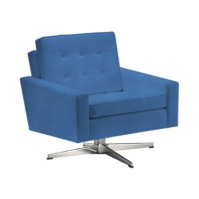 Poltrona Fk Giratória Suede Azul Base Alumínio Cor Azul
