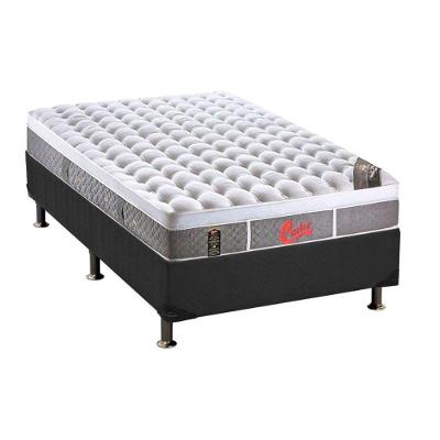 Cama Box Solteiro: Colchão Molas Pocket Ensacadas Castor  Light Stress Oxygen New Plush + Base CRC Suede Gray(88x188)