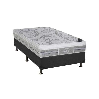 Cama Box Solteiro: Colchão Molas Castor Pocket SLX Grand Plush + Base CRC Suede Gray(88x188)