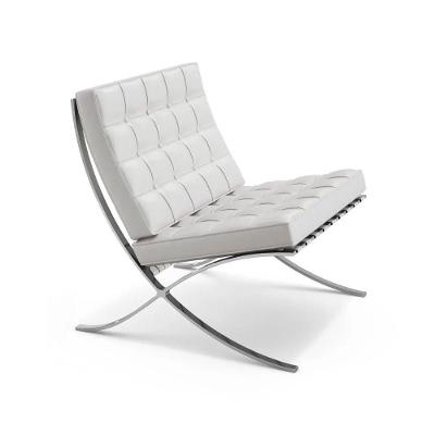 Poltrona Barcelona Couro Legítimo Base Cromada Branco Cor Branco