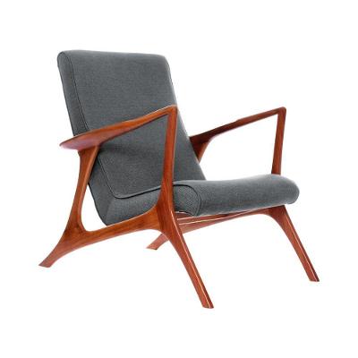 Poltrona Decorativa Vk Anos 50 Tecido Linho Cinza Cor Cinza