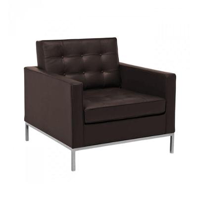 Poltrona Florence Knoll Cromado Em Sintético Marrom Cor Marrom