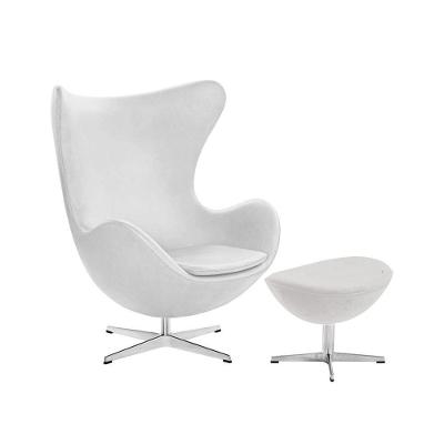 Poltrona Egg Com Puff Base Alumínio Em Sintético Branco Cor Branco