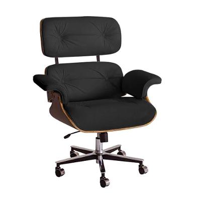 Poltrona Charles Eames Office Exec Couro Sintético Preto Cor Preto
