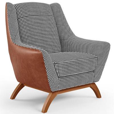 Poltrona Base Em Madeira Camel B-14 Pied Poule