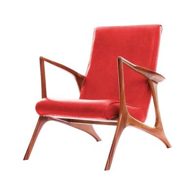 Poltrona Luxo Couro Sintético Vermelho Vk Anos 50 Cor Vermelho