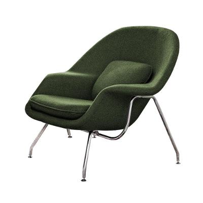 Poltrona Womb Chair Sem Puff Cromada Linho Verde Cor Verde