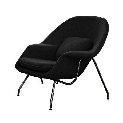 Poltrona Womb Chair Sem Puff Base Preta Linho Preto Cor Preto