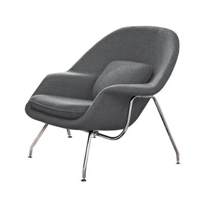 Poltrona Womb Chair Sem Puff Cromada Linho Cinza Cor Cinza