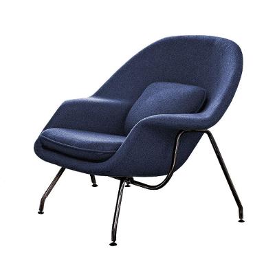 Poltrona Womb Chair Sem Puff Base Preta Linho Azul Cor Azul