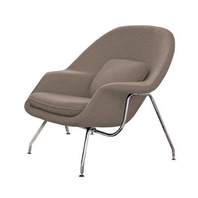 Poltrona Womb Chair Sem Puff Cromada Linho Bege Cor Bege