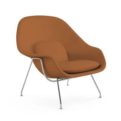 Poltrona Womb Chair Sem Puff Cromada Sintético Caramelo Cor Amarelo