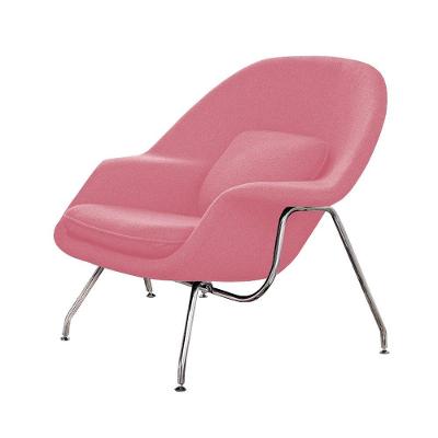 Poltrona Womb Chair Sem Puff Cromada Linho Rosa Cor Rosa
