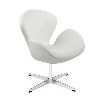 Poltrona Swan Couro Sintético Branco Base Alumínio Giratória Cor Branco