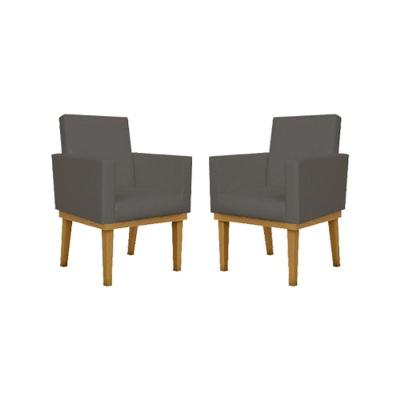 Kit 02 Poltronas Decorativa Reforçada Oferta Courino Balaqui Cor:courino Cinza