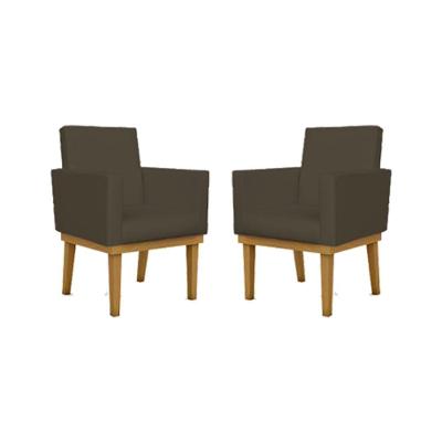 Kit 02 Poltronas Decorativa Reforçada Oferta Courino Balaqui Cor:courino Marrom