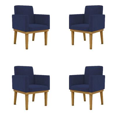 Kit 04 Poltronas Decorativa Reforçada Oferta - Balaqui Decor Cor:azul Marinho