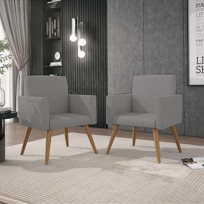 Kit 06 Poltronas Nina Decorativa Recepção Oferta - Balaqui Linho Cor:linho Grafite