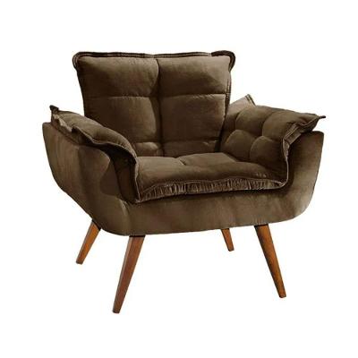 Kit 2 Poltronas Opalas Com Puff Redondo Suede Marrom