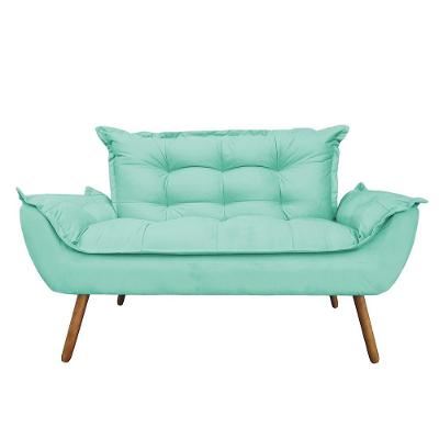 Namoradeira Decorativa Opala 2 Lugares Suede Azul Turquesa