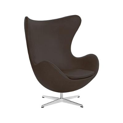 Poltrona Egg Sem Puff Base Em Alumínio Couro Natural Marrom Cor Marrom