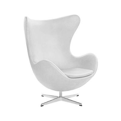 Poltrona Egg Sem Puff Base Em Alumínio Couro Natural Branco Cor Branco
