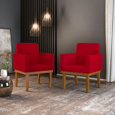 Kit 02 Poltronas Decorativa Reforçada Oferta - Balaqui Decor Cor:vermelho