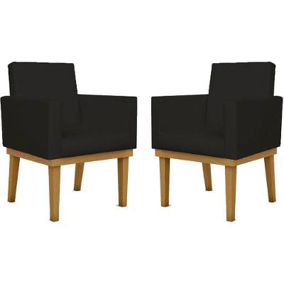 Kit 02 Poltronas Decorativa Reforçada Oferta Courino Balaqui Cor:courino Preto