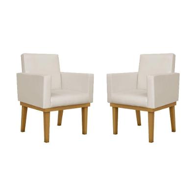 Kit 02 Poltronas Decorativa Reforçada Oferta Courino Balaqui Cor:courino Bege