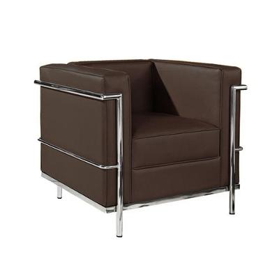 Poltrona Le Corbusier Inox Em Couro Natural Marrom Cor Marrom