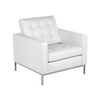 Poltrona Florence Knoll Cromado Em Couro Natural Branco Cor Branco