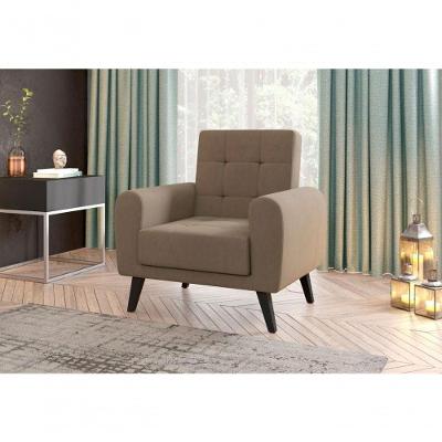 Poltrona Decorativa Pés De Madeira Livia - Marrom Claro Light