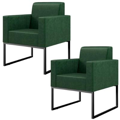 Kit 02 Poltronas Base Fixa Metal Facto Verde Musgo