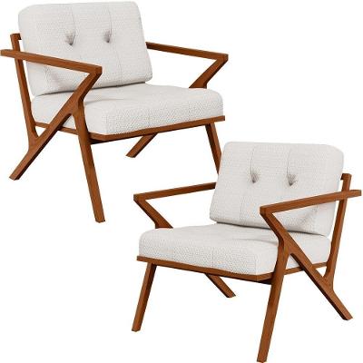 Kit 02 Poltronas Com Cintas De Corano Laís Bouclê Cru