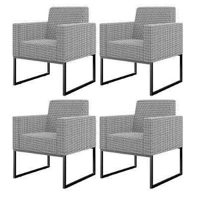 Kit 04 Poltronas Sala Base Fixa Metal Helô L02 Pied Poule