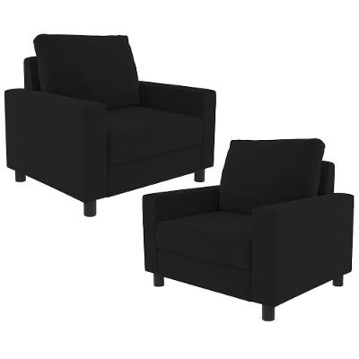 Kit 02 Poltronas Malta Suede Preto