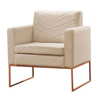 Poltrona Apolo Luxo Base Bronze Castellar Móbile Bege Claro