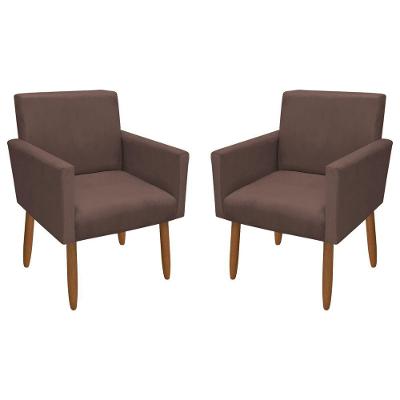 Kit 2 Poltronas Decorativa Nina Veludo Marrom
