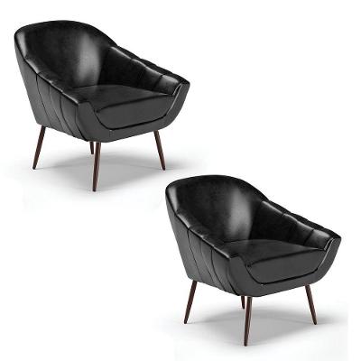 Kit 02 Poltronas Corano Pés Palito Ferro Preto