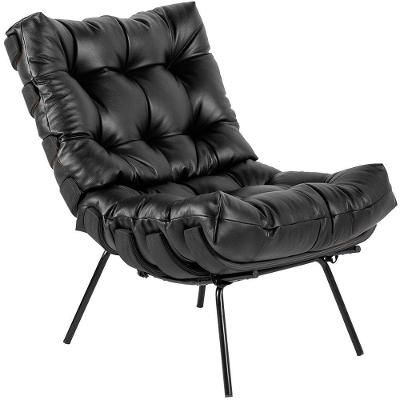 Poltrona Costela Preto L04 Couro Preto