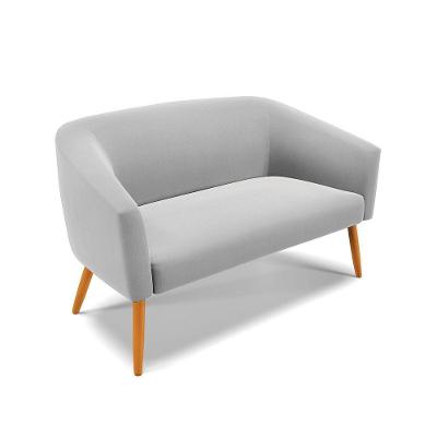 Namoradeira 02 Lugares Stella Suede Pés Palito Castanho - D'rossi Cor Cinza