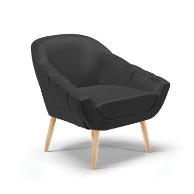 Poltrona Corino Pés Palito Natural Preto